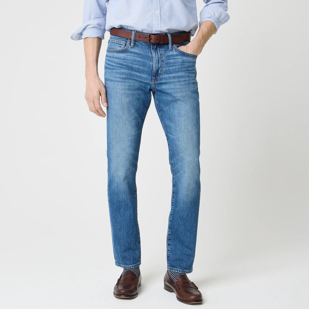 J.Crew Flex Slim Fit Jeans Mens 36x30 Light Wash Blue Denim Stretch Casual‎